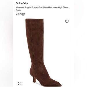 Dolce Vita Auggie Pointed Toe Kitten Heel Knee High Boot